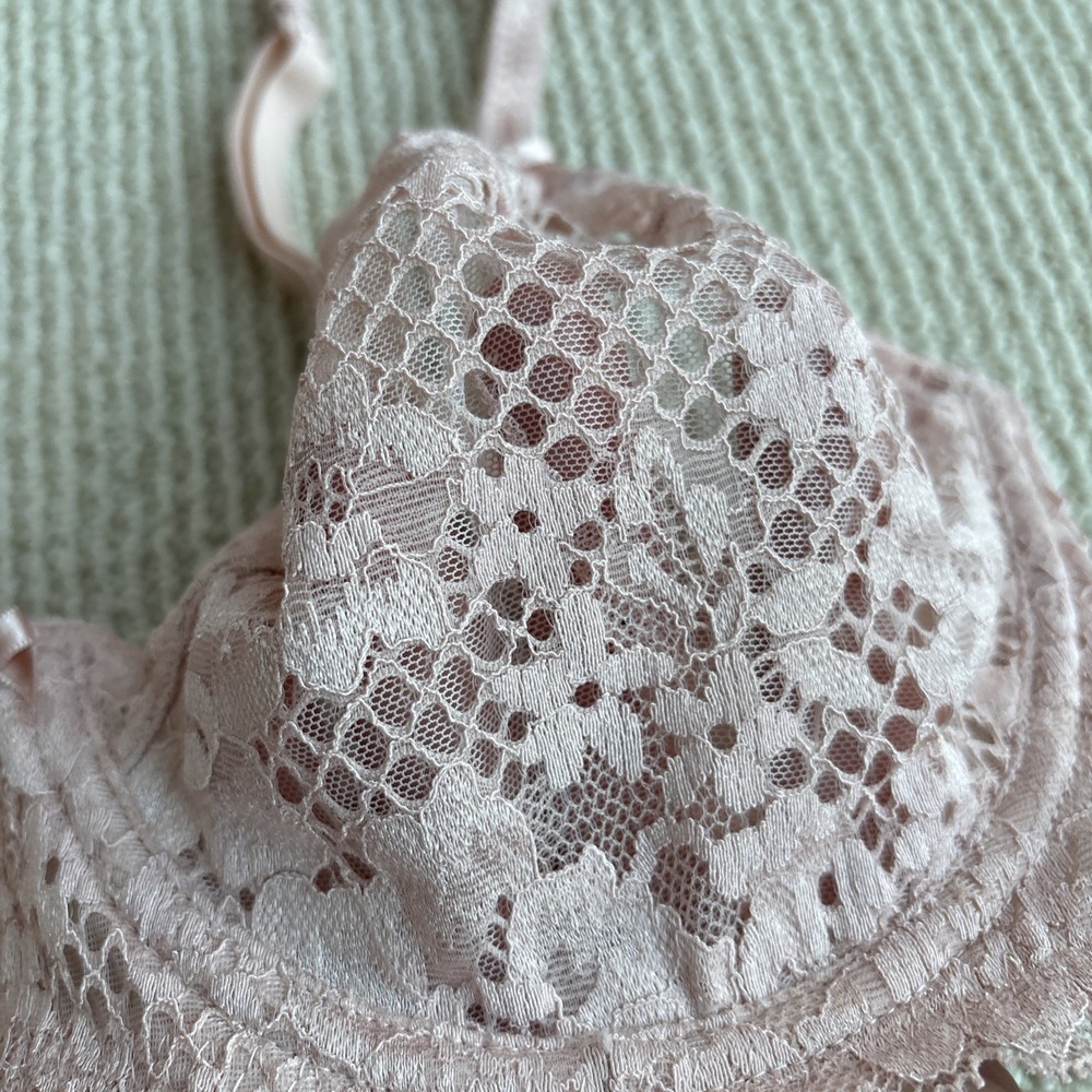 Adore Me Women Bra 32DDD Beige Unlined Sheer Underwire Lace Adjustable - Picture 5 of 9